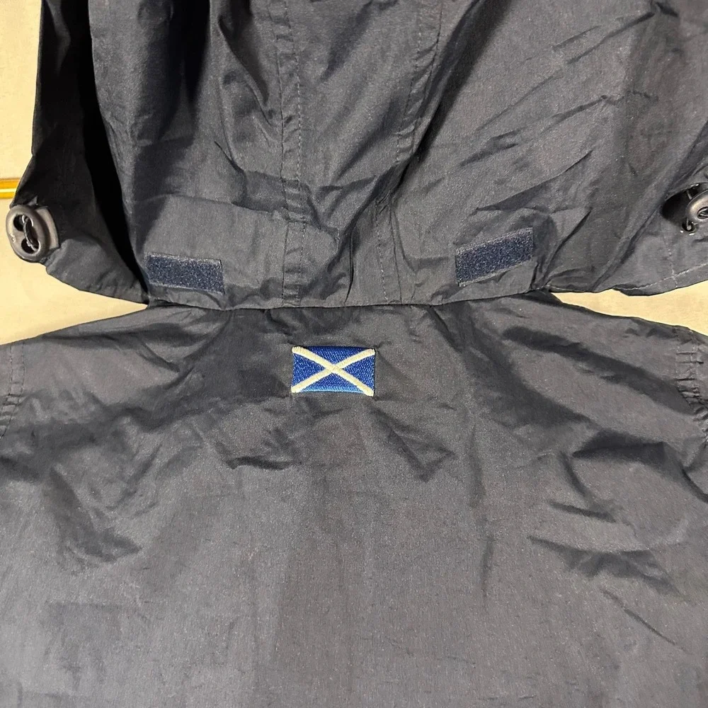 Macron Scotland Rugby Jacket Mens XL Navy Blue Fleece Lined Windbreaker